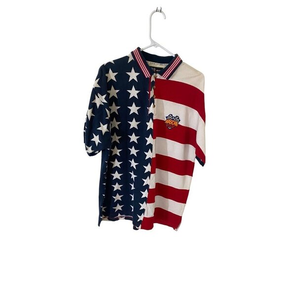 Nascar Cafe Men's Polo Embroidered Y2K Short Sleeve Shirt - Large - Picture 1 of 10